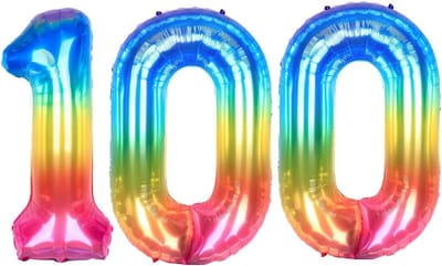 XXL Regenboog Folieballon Nummer 100 (101cm) voor Verjaardagen en Jubilea