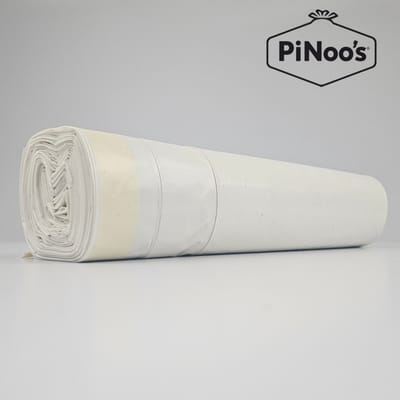 Witte Vuilniszakken 120 Liter | 5 rollen à 10 zakken - Trekband | Gerecycled-LDPE | T80 | 70x100 cm - Extra stevige vuilniszakken 120L, Afvalzakken 120 liter extra stevig, Vuilniszakken met trekkoord 120L (07010002380)
