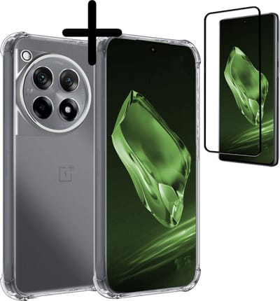 Hoesje Met Screenprotector - Geschikt voor OnePlus 12R - Sterk & Shockproof - Siliconen Case - Back Cover - Telefoon Hoes - Shock Proof - Transparant