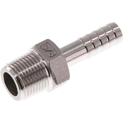 R 3/8'' Buitendraad x 9mm RVS Slangpilaar 16 Bar