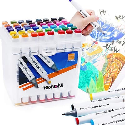Graphic Marker Pen Permanente Art Markers Twin Marker Pen Breed Fine Point voor Tekening Kleurmarkering en Onderstreep (48 Kleuren)