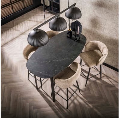 Bartafel Marquina deens ovaal 140x75 cm - marmerlook