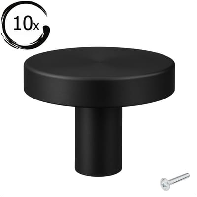 Meubelknop Harbor Rond Zwart 10X - Kastknoppen Ø30mm - Knoppen voor keukenkast - deurknopjes - Meubelknoppen / Kastknoppen zwart