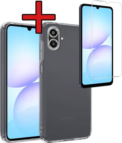 Hoesje - Met Screenprotector - Geschikt voor Samsung Galaxy A07 - Sterk & Shockproof - Telefoon Hoes - Back Cover - Siliconen Case - Telefoonhoes - Transparant