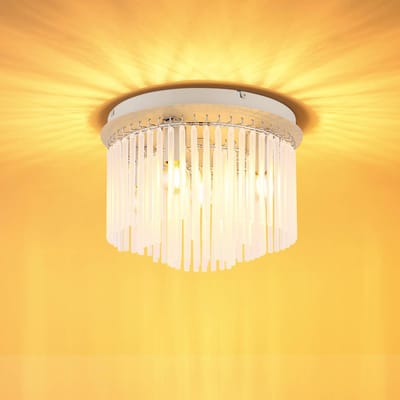 Globo Plafondlamp Gorley, wit/zandkleurig, glas, Ø 32 cm, 5-lamps, E14