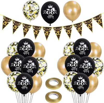 Dailygoods - Zwart Gouden 35 Jaar Verjaardag Decoraties - 23 Stuks Latex Ballonnen en Slinger
