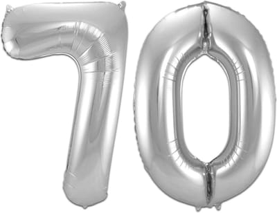 Ballon Cijfer 70 Jaar Zilver Helium Ballonnen Verjaardag Versiering Cijfer Ballon Feest Versiering Met Rietje - 86Cm