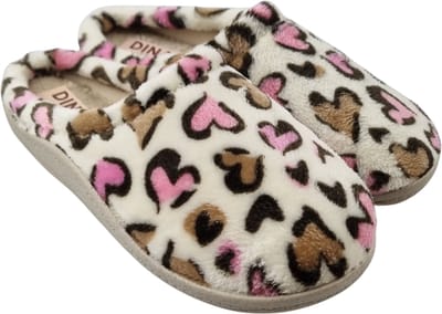 Instap sloffen dames beige panter hearts - heerlijk zacht met harde zool 37