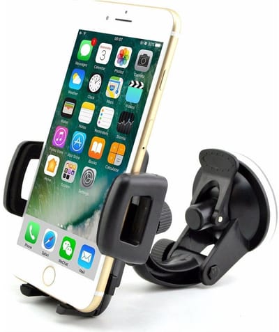 LuxeBass Telefoonhouder Auto | Zuignap en Klem- en kliksysteem | Universeel en 360 graden rotatie - LB414