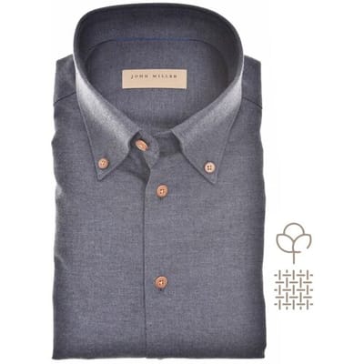 John Miller Overhemd Flanel Button-Down Donker Blauw / male