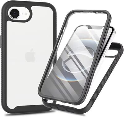 Hoesje met Ingebouwde Screenprotector Geschikt voor Apple iPhone 17e / 16e | Full Protect valbescherming | Schokbestendige Beschermhoes tegen Vallen | Shockproof | Doorzichtig / Zwart