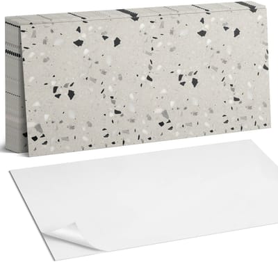 Coloray Plaktegels - Patroon met kleine fragmenten Zelfklevende Wandtegels - 40 cm x 20 cm - Grijs Plaktegels - 10 stuks - Rechthoek PVC Tegels - Plaktegels Badkamer - Vloertegels Zelfklevend - Vinyl Tegels - Portugese Tegels