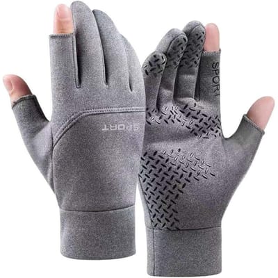 Wintervissen Heren Handschoenen Dames Fietsen Warme Antislip Handschoenen voor Vissen Sporten Touchscreen Twee Vingers Afgesneden Buiten Vissen XL