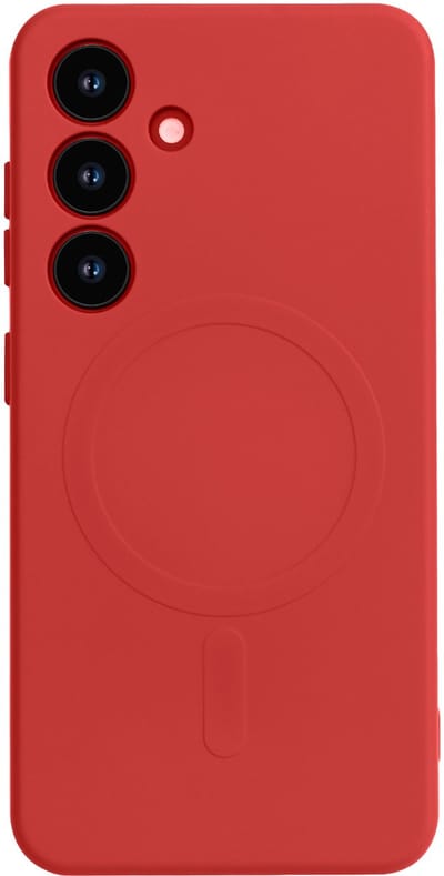 Casemania Hoesje Geschikt voor Samsung Galaxy S25 - Rood - Liquid Siliconen Back Cover Case - met Sterke magneetring geschikt voor MagSafe - Telefoon hoes met Camera Bescherming