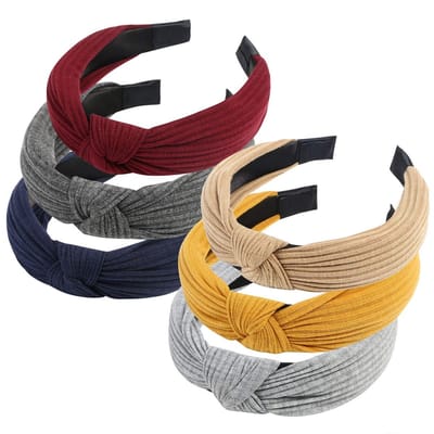 QTTVBTNA - Dames Haarbanden - Elastische Hoofdband - Kruis Knoop Haarband - Haaraccessoires - Comfortabel - Mode Accessoire - 6 Kleuren Mixen - 6 Stuks