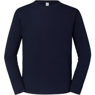 Fruit of the Loom Heren Iconic 195 Premium Ringspun Cotton T-shirt met lange mouwen (Deep Navy)
