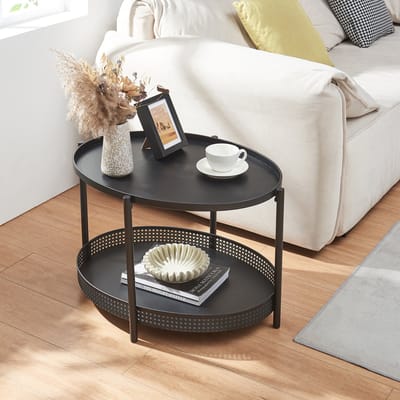 Salontafel Jäller ovaal 66x51x44 cm zwart [en.casa]