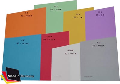Handrolpapier voor Euro-munten - 50 Stuks, Voor Diverse Münzen van 1 Cent tot 2 Euro