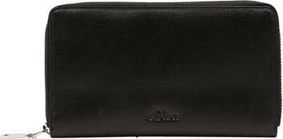 s.Oliver Leren Portemonnee Portemonnaie Wallet Extra Large Grey / Black Zwart