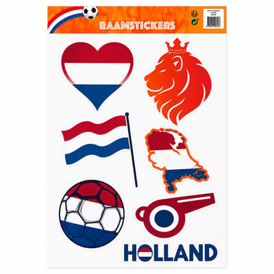 Holland Raamstickers XL 49x26 cm – Oranje Supporters Decoratie EK/WK – Nederlandse Vlag & Voetbal Stickers voor Raam