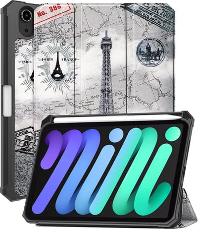 Hoesje - Geschikt voor Apple iPad Mini 7 (2024) - 8.3 inch - 7e Generatie - Dun & Stevig - Trifold Bookcase - Hard Cover Case - Met Uitsparing Geschikt voor Apple Pencil - Hardcover Book - Tablet Hoes - Eiffeltoren