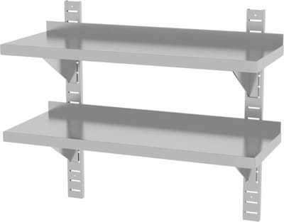 HENDI Dubbel verstelbare wandplank – roestvast staal – 800x300x600 mm – 25 kg draagvermogen