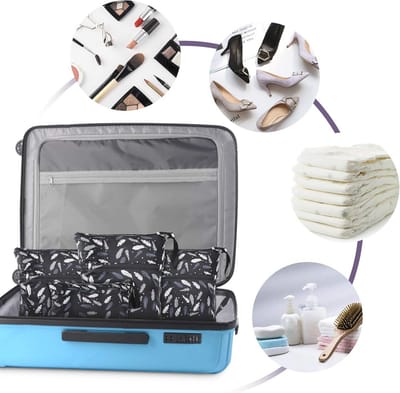 Luiertas 4 stuks - Organizer voor vochtige luiers en vuile kleding - Herbruikbare en wasbare draagtas voor baby's - Perfect voor strand, zwembad en sportschool