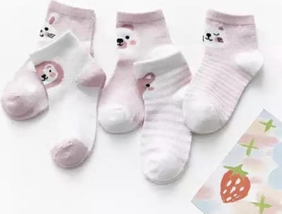 5 paar New born Baby sokken - Set Babysokjes - 0-6 maanden - Roze Babysokken - multipack - Dierensokken - Beestenboel - Baby Sokken - New born sokken - Kraamcadeau voor Jongen of Meisje - Babyshower Cadeau - Kraammand