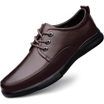 Hoge Kwaliteit Oxfords Herenschoenen Casual Schoenen Mode Echt Leer Veterschoenen Kantoor Schoenen Man Comfortabel Formeel Kledingschoenen 44 bruin