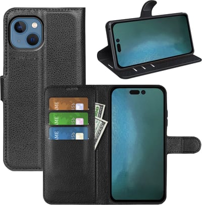 MobyDefend Hoesje - Geschikt voor iPhone 14 Plus - Kunstleren Wallet Book Case (Sluiting Voorkant) - Zwart