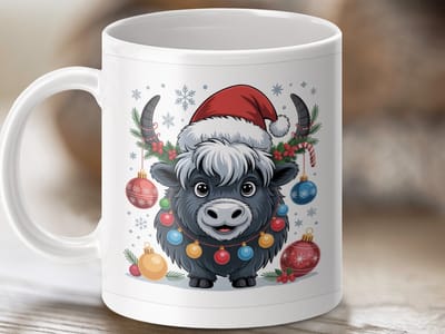 Mok Kerst Yak Mok, Feestelijke Mok, Kerstcadeau, Dierlijke Mok, Yak Liefhebber Cadeau, Leuke Mok, Koffiemok, Theemok, Kerstmis Mok