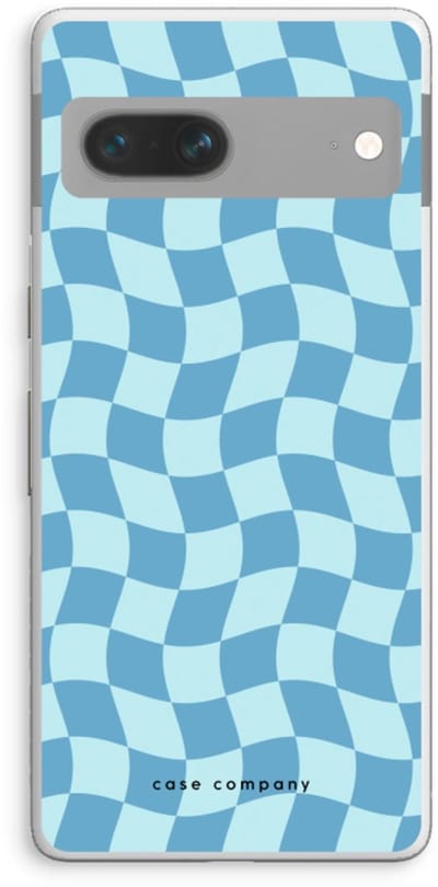 Case Company® - Hoesje geschikt voor Google Pixel 7 hoesje - Grid Blauw - Soft Cover Telefoonhoesje - Bescherming aan alle Kanten en Schermrand