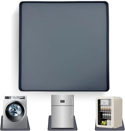 Verhoogde koelkastmat 65 x 60 cm, siliconen vloermat voor bescherming, lekbak voor koelkast en wasmachine, zwart