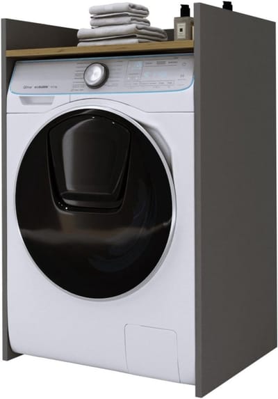 Wastafelmeubel voor Wasmachine met Opbergplank - Antraciet/Eiken, Ruimtebesparend