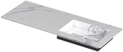 INK Post Wastafel Keramische Slab Envelop Bak Rechts Zonder Kraangat - 1200x450x10 mm - Statuario Glans