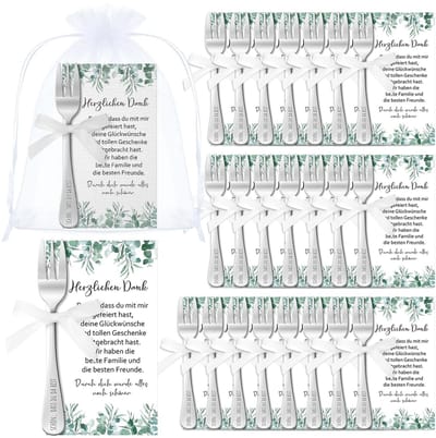 Dailygoods- Taartvorkjesset 24 Stuks - Decoratieve Elementen - Bedankkaartjes - Organzazakjes - Feestbedankjes - Emotionele Herinneringen