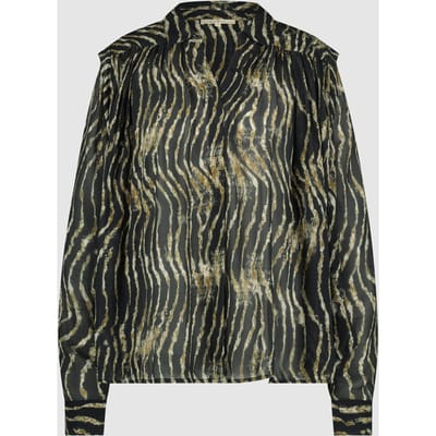 Circle of Trust Agnes Blouse Bronze Tiger Maat: XS | Longsleeves Outlet | Dames | Zwart