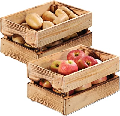Kesper Fruitkisten opslagbox - 2x - old look - lichtbruin - hout - L40 x B30 x H23 cm - Decoratie huis en tuin - Kisten/kistjes