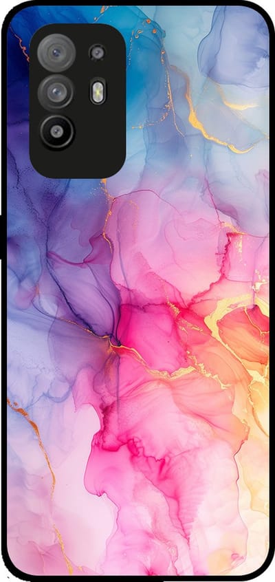 Smartphonica Telefoonhoesje Geschikt voor Oppo Reno5 Z met marmer opdruk - TPU backcover case marble design - Regenboog geschikt voor Oppo Reno5 Z