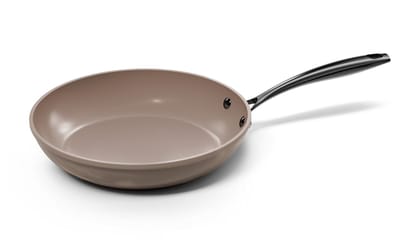 Cook & Pan Koekenpan Ø 28 cm Taupe - PFAS vrij - Alle Warmtebronnen - Cool Touch Handgreep - Koeken Pan met 7 jaar Garantie - Krasbestendige Anti Aanbaklaag - Vaatwasserbestendig - Gas, Inductie, Elektrisch, Oven