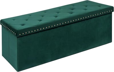 Opbergbank met Fluweel - Poef Bank Opbergkruk - Ruimte Organiseren - Opvouwbaar Design - 110 x 40 x 40 cm