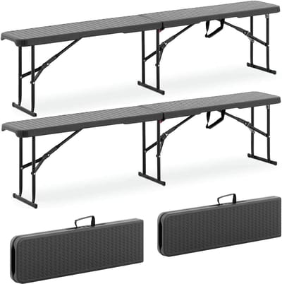 Inklapbare Bierbank Set - 2 Opvouwbare Banken voor Buiten - 183 cm - Ideaal voor Tuinfeesten en Barbecues