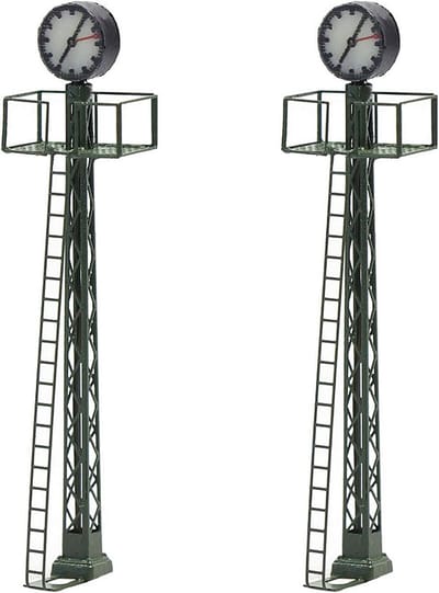Evemodel 2 stks Model Spoorweg verlichting Platform Klok op Rooster mast N Schaal 6cm