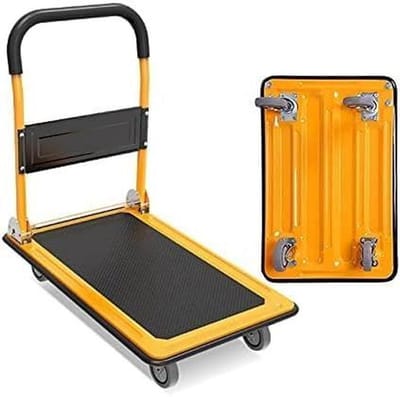 Opvouwbare plateauwagen - Stevige steekwagen - Zwaar transport - Antislip oppervlak - 73x47cm - Zwart