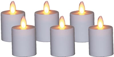 Anna's Collection LED kaarsen - 6x - wit - H8 cm - bewegende vlam - batterijkaarsen - waxinelichtjes - theekaarsen