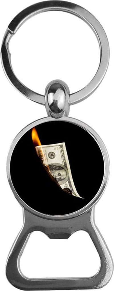 Bieropener Glas - Geld In Brand