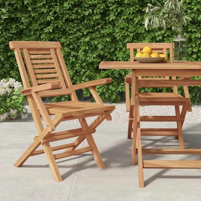 vidaXL - Opklapbare - stoelen, - 2 - stuks, - 56x63x90 - cm, - massief - teakhout