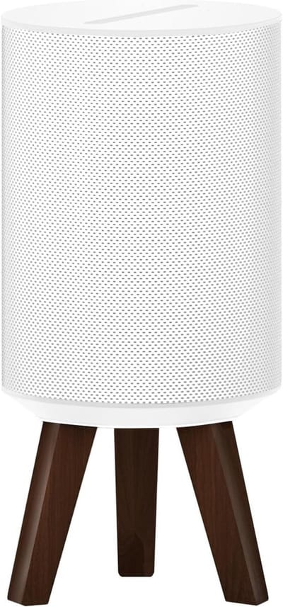 Houten Bureau Speaker Stand voor Verbeterde Geluidskwaliteit, Geschikt voor Draadloze Speakers, Stijlvolle Tripod Houder in Wit