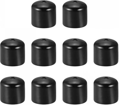 10x Zwarte Rubberen Eindkappen 42mm - Beschermdoppen voor Schroeven en Meubelpoten