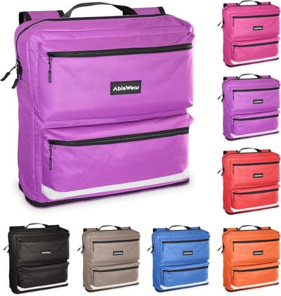 AbleWear Scooter bag for mobility - purple | mobility scooter accessories | Expandable storage | Assistive products for the disabled | Scooter bag | Electric scooter bag | Scooter bag